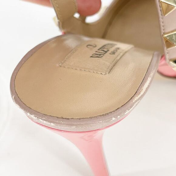 Valentino Garavani Rose Pink Patent Rockstud Ankle Strap Caged Pumps EU 38.5 - Picture 9 of 14